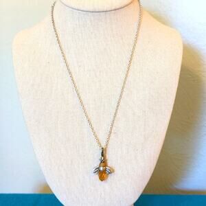 Queen Honeybee Charm Silver Tone Necklace